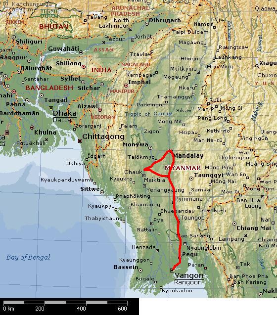 Karta Burma.