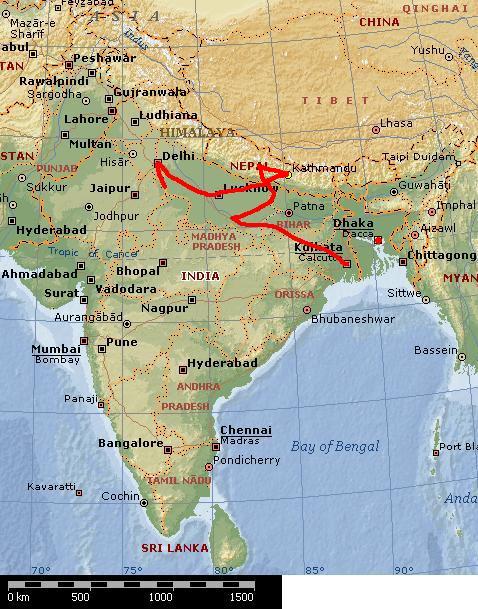 Karta Indien.
